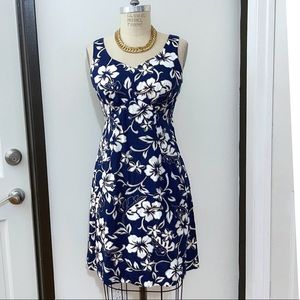 Vintage Blue and White Hawaiian A line Dress